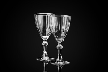Empty glasses on dark background