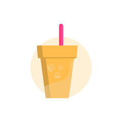Thai iced Tea with Whipped Cream, Logo Vector. Bubble milk tea, Thai tea flavor. illustration.