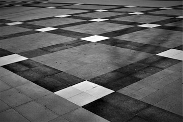 black and white pavement