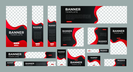set of creative web banners of standard size with a place for photos. Vertical, horizontal and square template. vector illustration eps 10