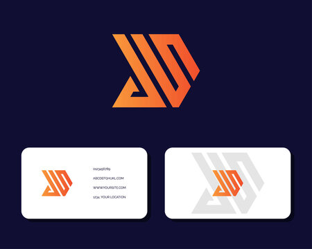 Letter J S logo design with business card vector template.. creative minimal monochrome monogram symbol. Premium business logotype. Graphic alphabet symbol for corporate identity