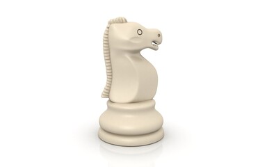3D illustration of chess horse on white background
