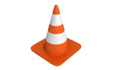 3D illustration of traffic cones on white background