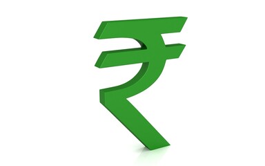 3D illustration of rupee sign isolated on white