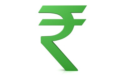 3D illustration of rupee sign isolated on white