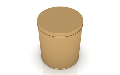3D gold tin on white background