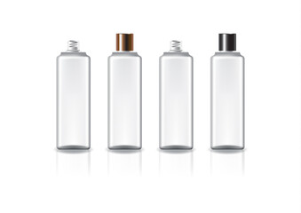 White square cosmetic bottle with 2 colors copper-black plain screw lid for beauty or healthy product.