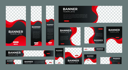 set of creative web banners of standard size with a place for photos. Vertical, horizontal and square template. vector illustration eps 10