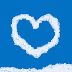 heart shaped cloud in the blue sky. 3d illustration