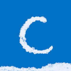 Clouds in shape of the letter C. 3d illustration
