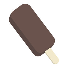 Chocolate ice cream on a stick in carton style isolated on white. Vector EPS10.