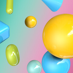 Abstract colorful bubbles. Colorful background 3d illustration