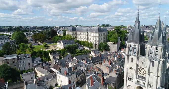 France, Loir et Cher, Loire Valley listed as World Heritage by UNESCO, Aerial view of Chateau de Blois.