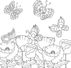 Meubelstickers seamless floral pattern © dernat90