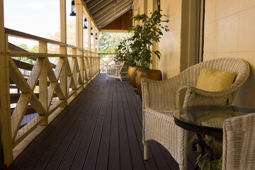 Old Queenslander style verandah with cane chairs
