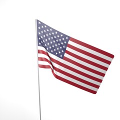 Obraz premium American flag 3d illustration. White background