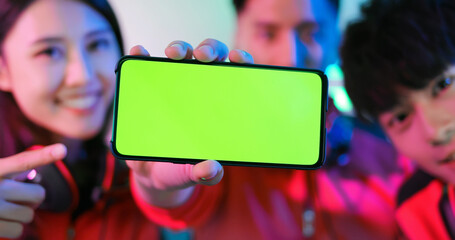 5g smartphone with green screen