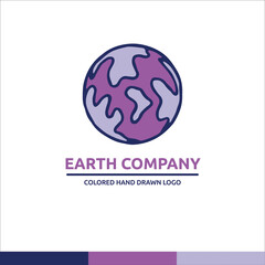 Purple and violet univerce vector earth planet cartoon illustration cosmos logo