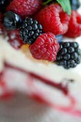 Pavlova cake. Dessert for breakfast. High quality photo.