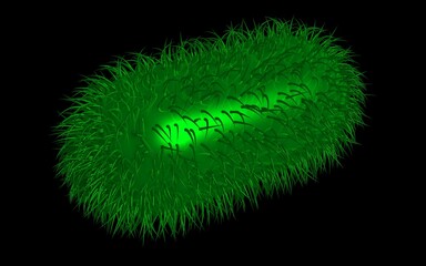 3D illustration of E.coli Bacteria isolated on dark background