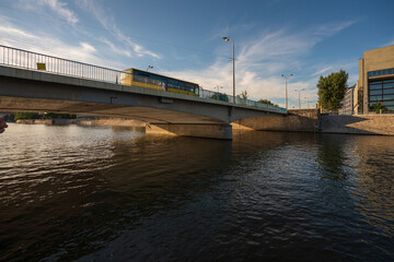 Wroclaw, Poland August 5, 2020; View of the city of Wroclaw from the perspective of the Odra River.