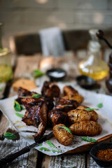 pork ribs with potatoes.selective focus.style rustic.