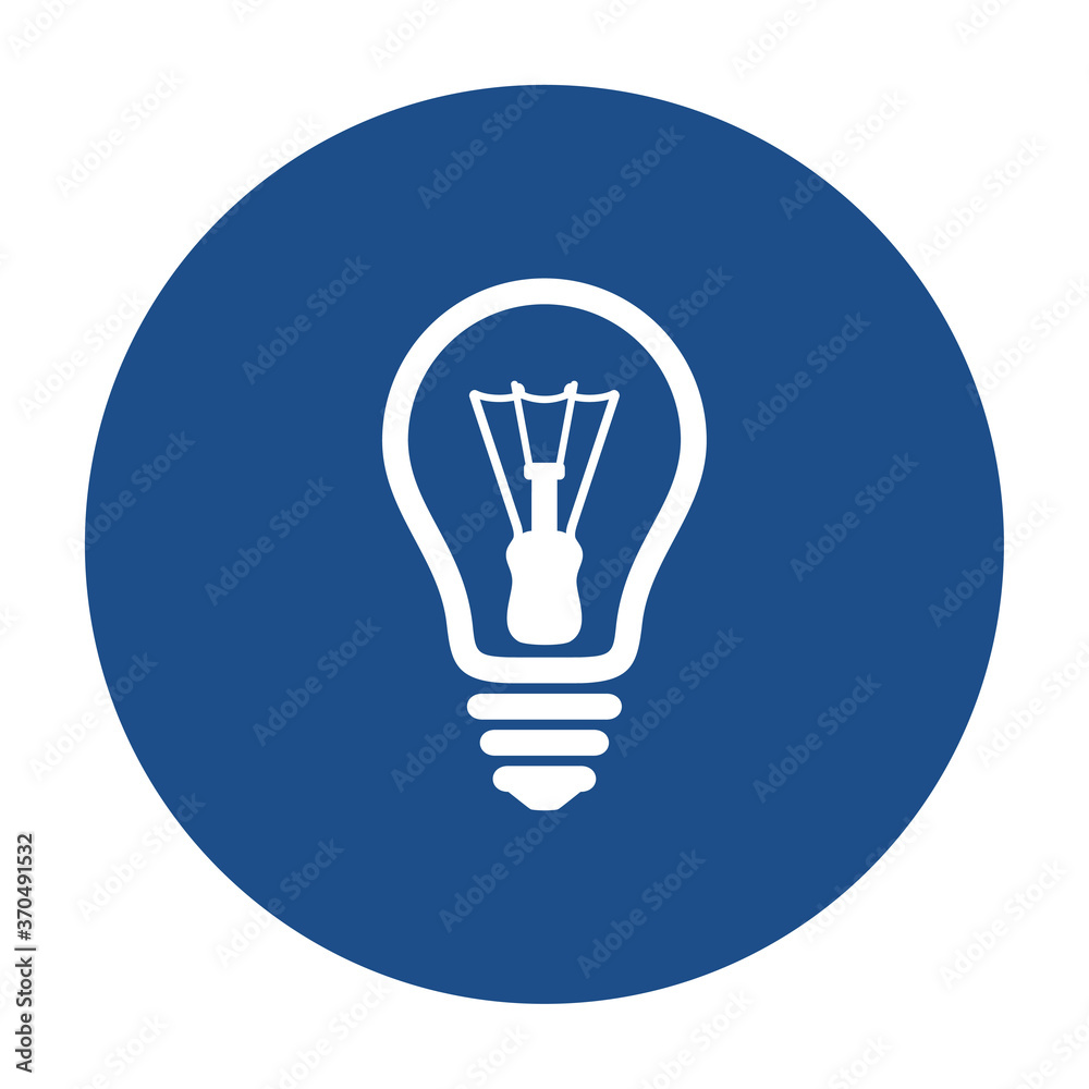 Poster blue round light bulb line icon, button isolated on a white background. eps10 vector file