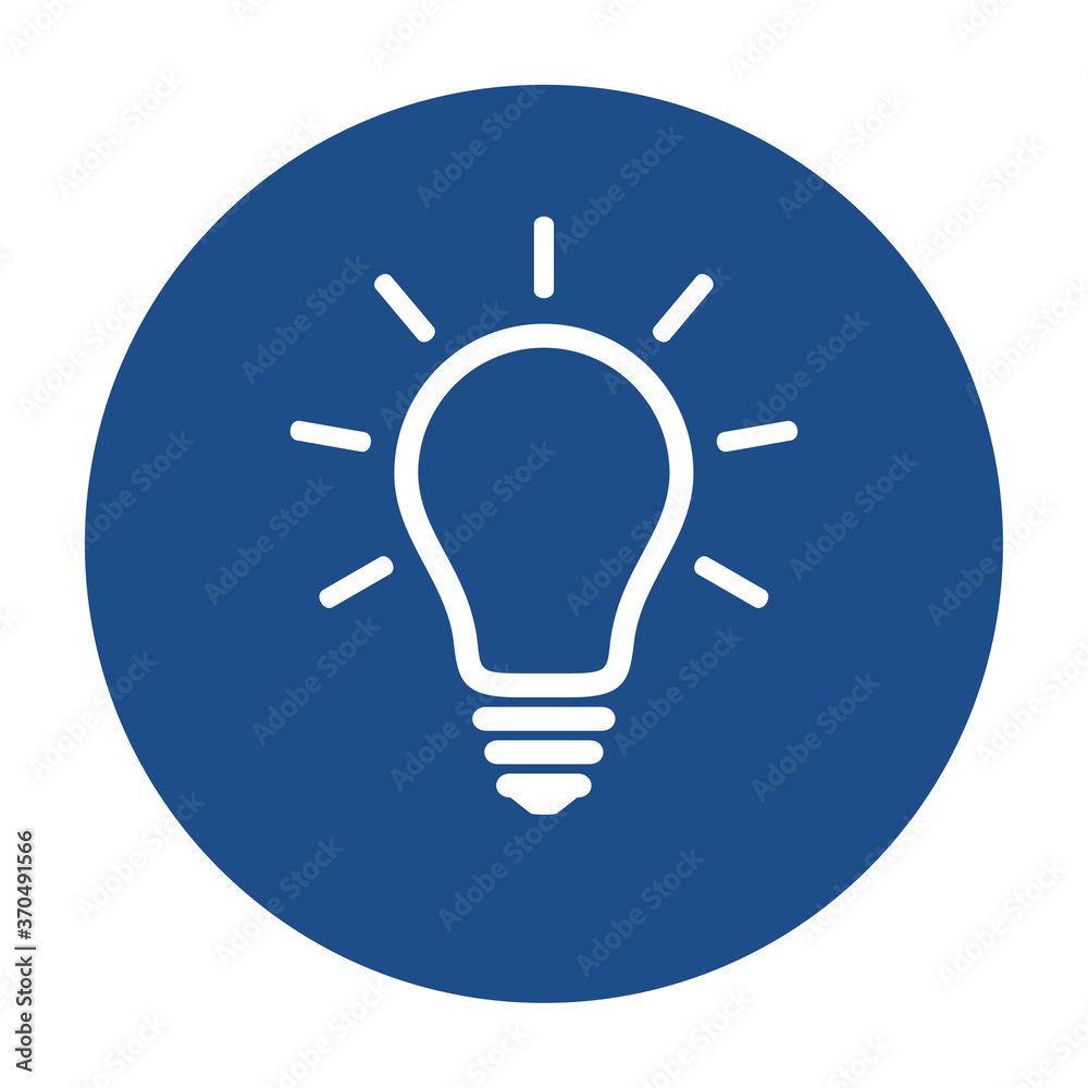 Poster blue round glowing light bulb line icon, button isolated on a white background. eps10 vector file