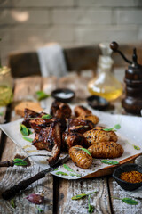 pork ribs with potatoes.selective focus.style rustic.