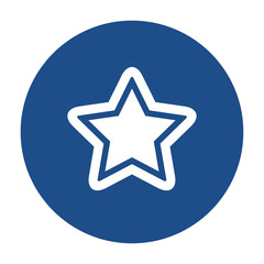 Blue round star with outline icon, button isolated on a white background. EPS10 vector file
