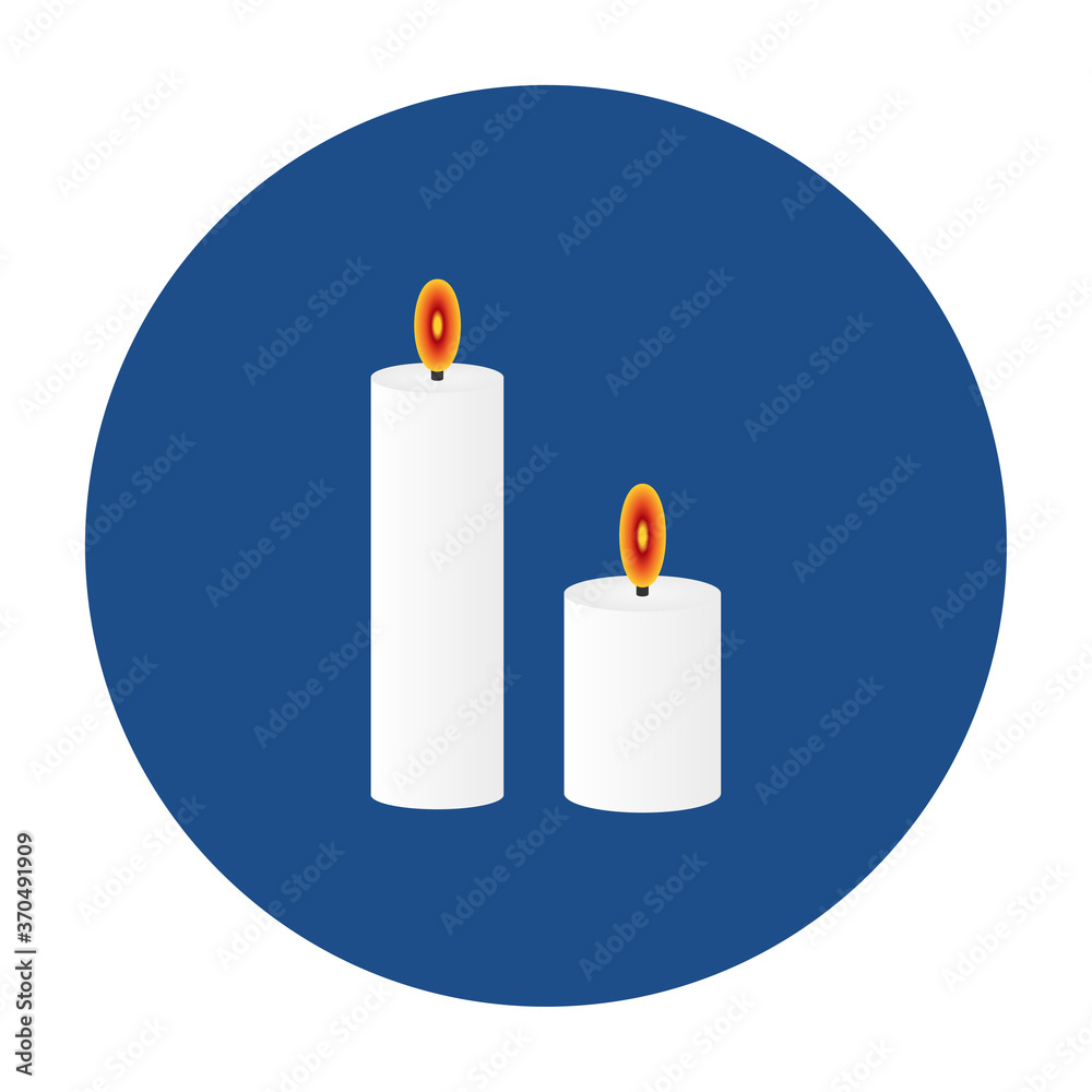 Poster blue round burning candles icon, button isolated on a white background. eps10 vector file