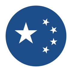 Blue round five stars of flag of People's Republic of China icon, button isolated on a white background. EPS10 vector file