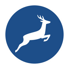 Blue round deer icon, button isolated on a white background. EPS10 vector file