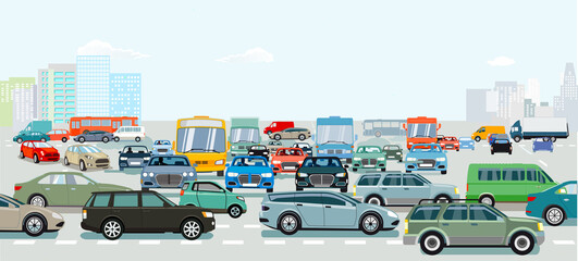 Verkehrsstau an der Straßenkreuzung, illustration