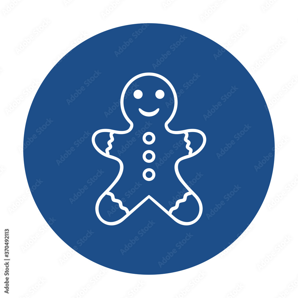 Poster blue round gingerbread man outline icon, button isolated on a white background. eps10 vector file