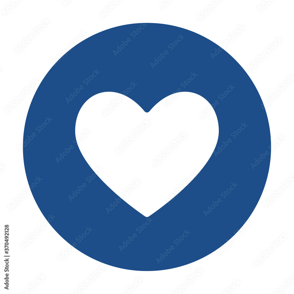Poster blue round heart icon, button isolated on a white background. eps10 vector file