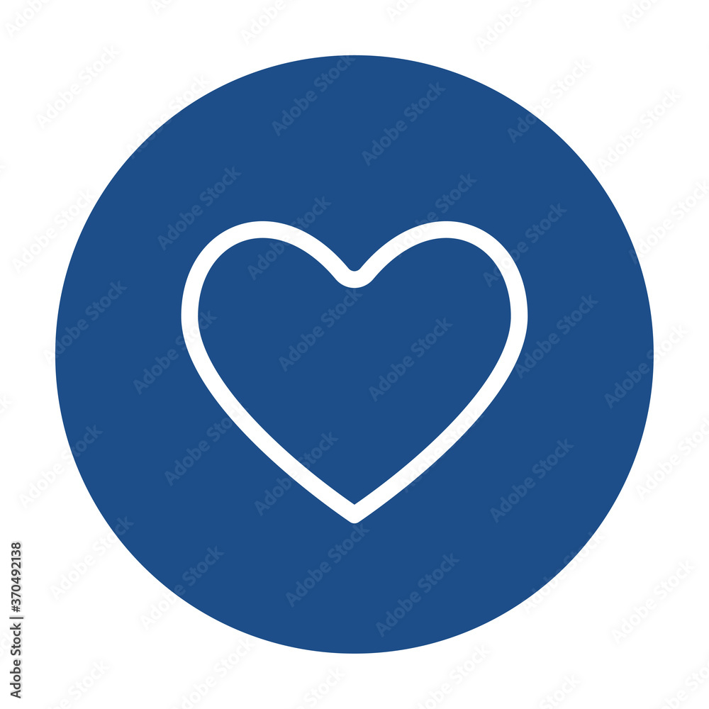 Poster blue round heart outline icon, button isolated on a white background. eps10 vector file