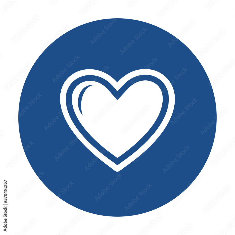 Poster blue round heart with outline icon, button isolated on a white background. eps10 vector file