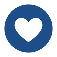Blue round heart icon, button isolated on a white background. EPS10 vector file