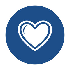 Blue round heart with outline icon, button isolated on a white background. EPS10 vector file
