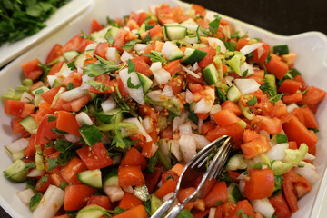 Close up bowl of Salsa salad bar