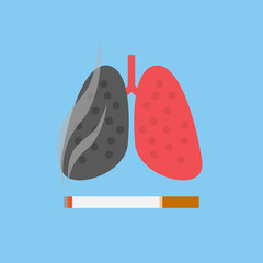 Stop smoking for the lungs,cigarettes in human lungs. Unhealthy habit smoking concept