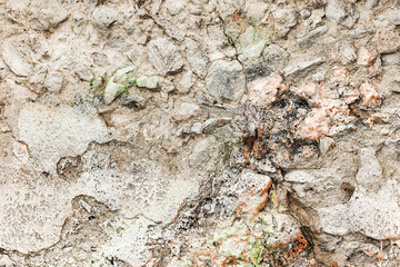 Background concrete wall, traces of weathering, worn wall damaged paint old paint. Remains of old paint on the painted concrete surface. Grungy concrete surface.
