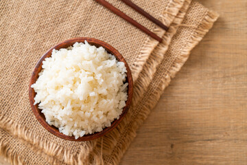 cooked white rice bowl