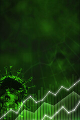 Global COVID-19 infection increasing, graph coronavirus vertical background. Healthcare concept with copy space