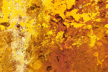 Background concrete wall, traces of weathering, worn wall damaged paint old paint. Remains of old paint on the painted concrete surface. Grungy concrete surface.