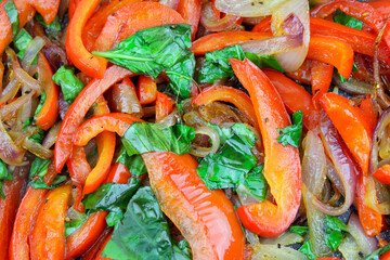 Cooked capsicum onions and parsley