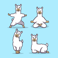 Set of Alpaca Llama mascot design illustration
