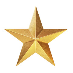 Golden colored Christmas ornament Star shape isolated on white background. New year concept. 3D llustration.