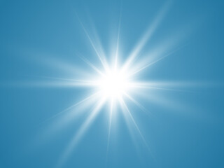 Obraz premium Jasna, piękna gwiazda. Ilustracja wektorowa efektu świetlnego na przezroczystym tle.